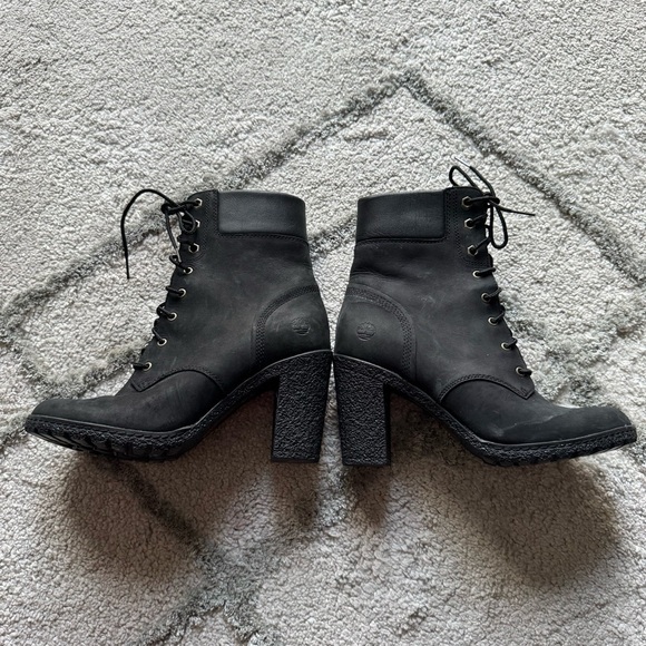 Timberland Tillston Mid Lace Up Boot black nubuck leather heels lug lace up 7.5 - Picture 8 of 14